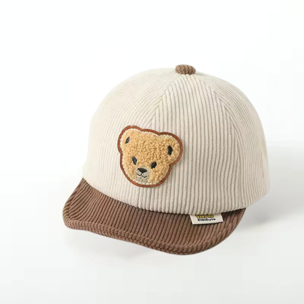 Bear Patch Cap - Ivory and Chocolate