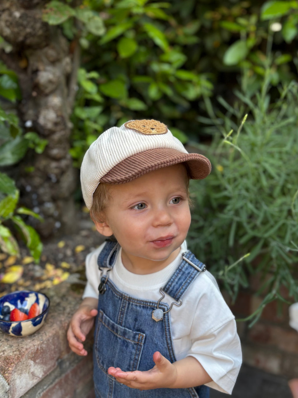 Bear Patch Cap - Ivory and Chocolate