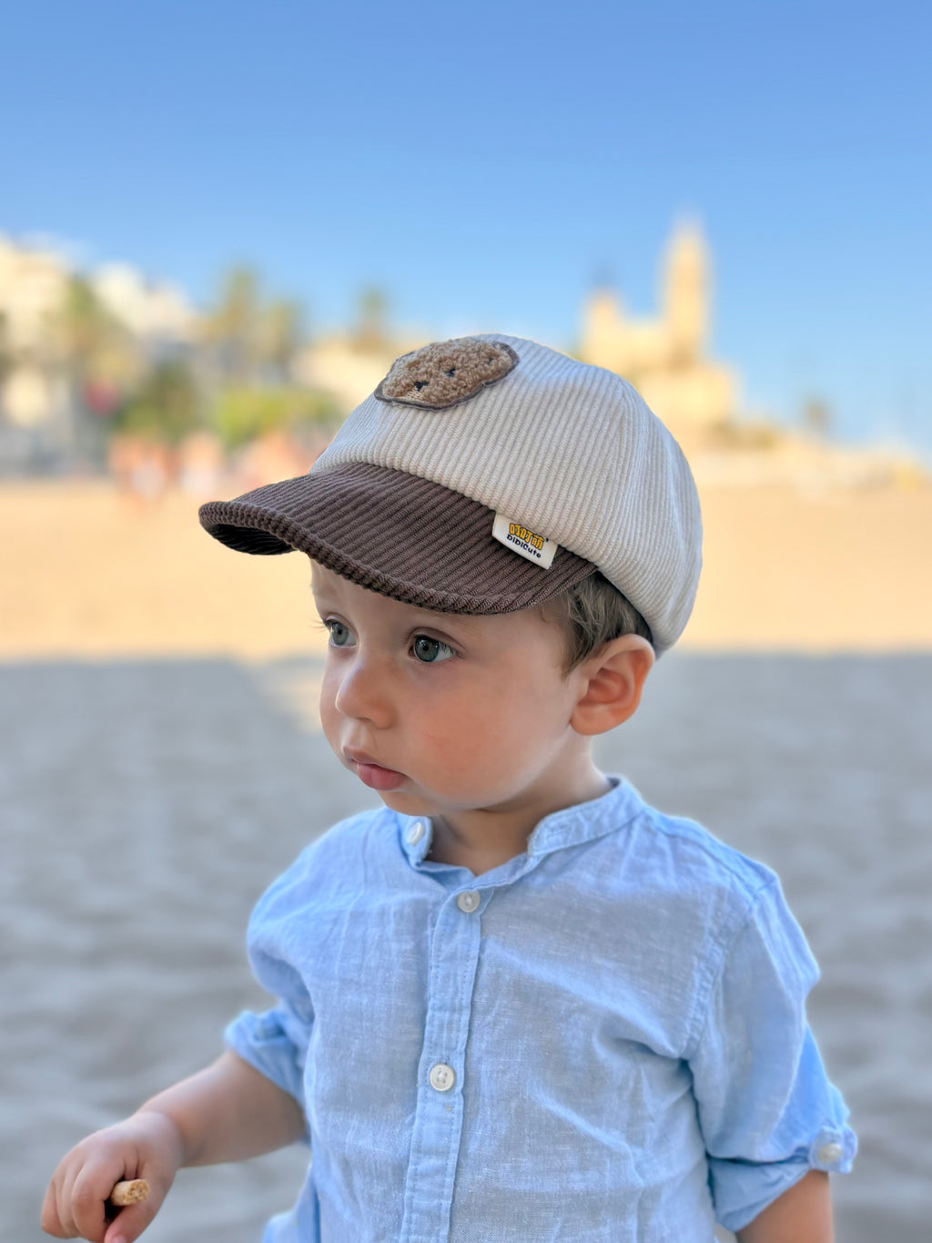 Bear Patch Cap - Ivory and Chocolate