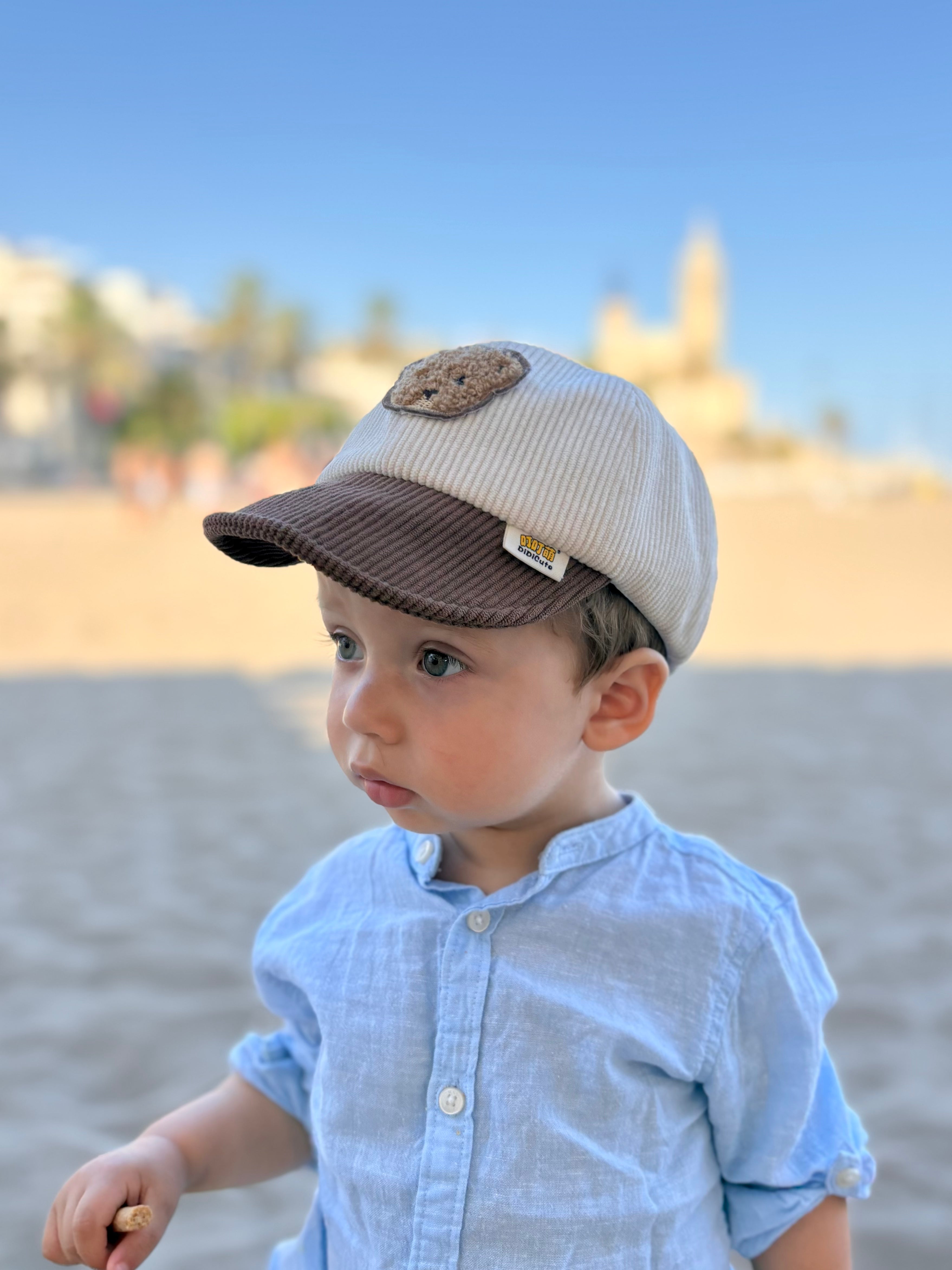 Bear Patch Cap - Ivory and Chocolate