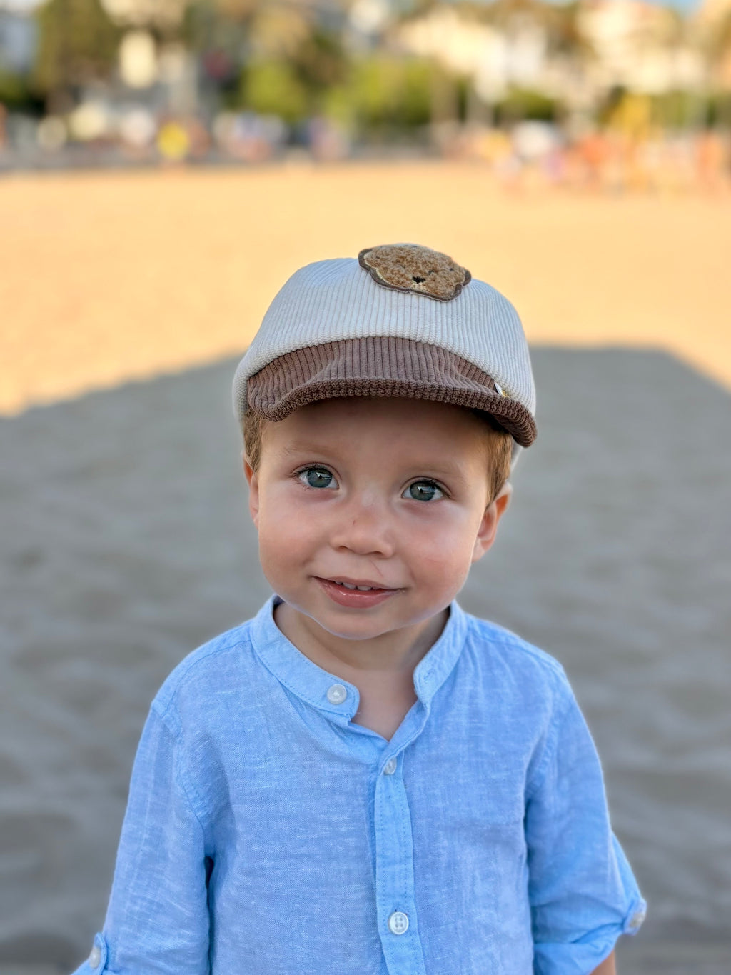 Bear Patch Cap - Ivory and Chocolate