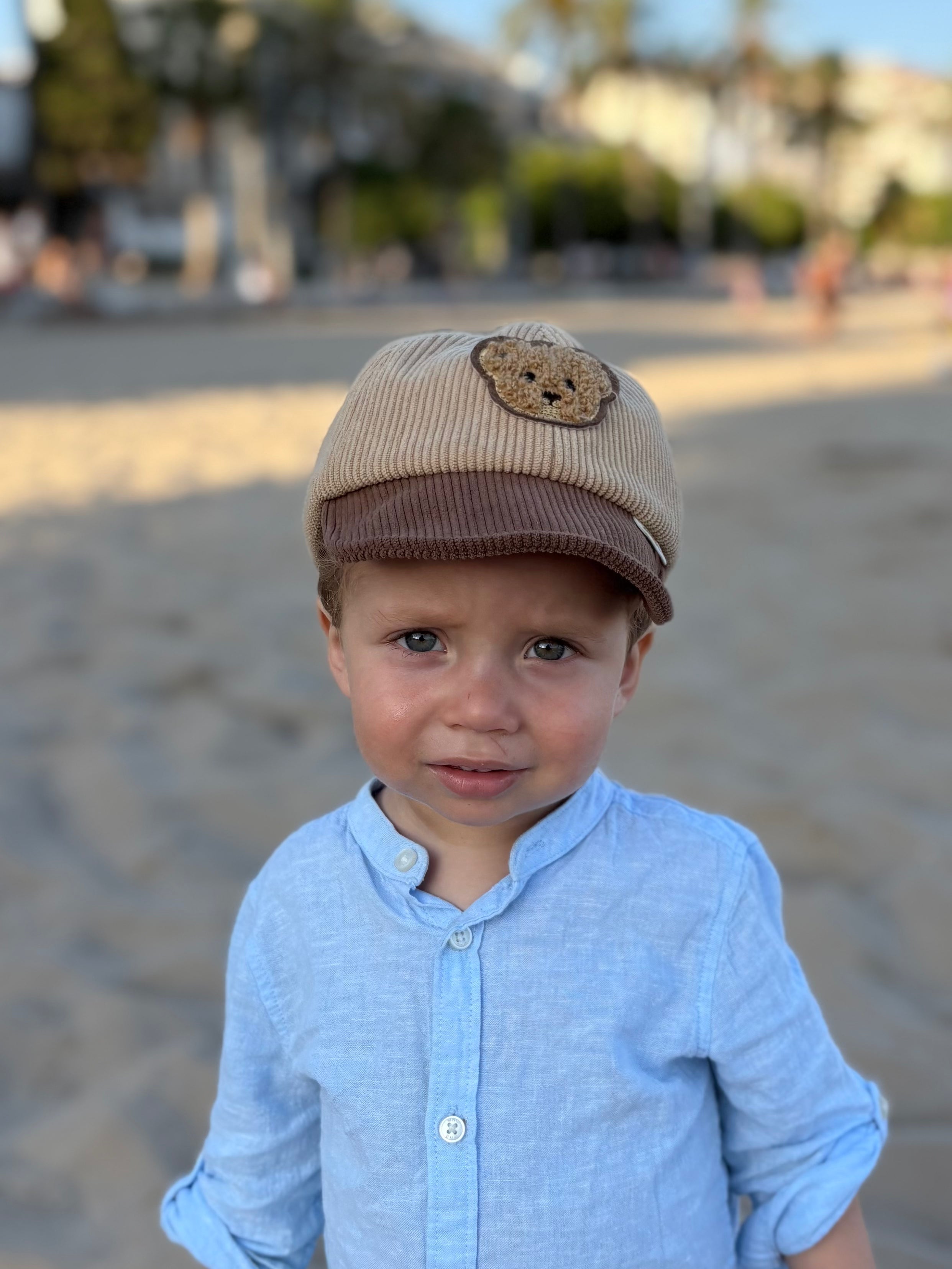 Bear Patch Cap - Tan and Chocolate